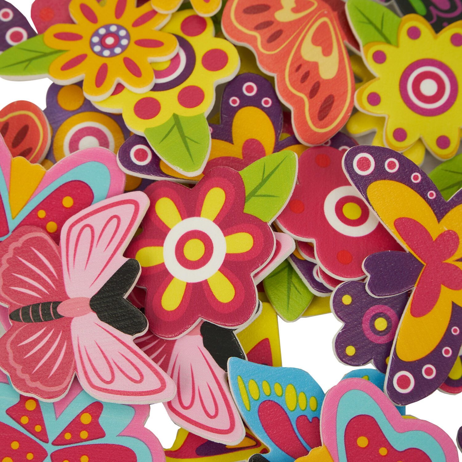 Pack of 80 Butterfly and Flower Foam Stickers - Multicolour Image 3