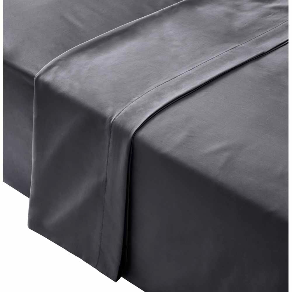 Wilko Super King Best Egyptain Cotton Charcoal Flat Sheet Image 1