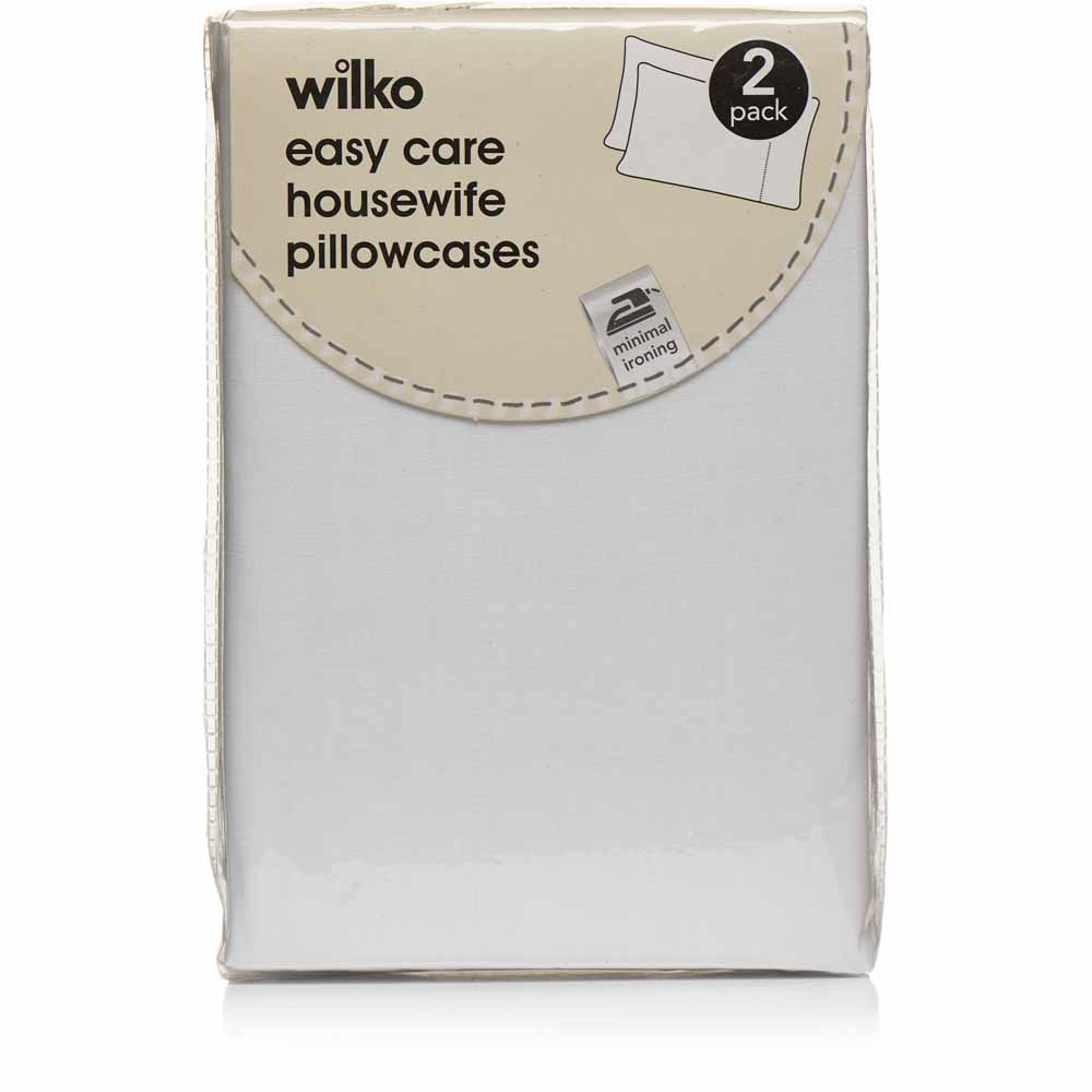 Wilko Easy Care White Housewife Pillowcases 2 Pack Image 3