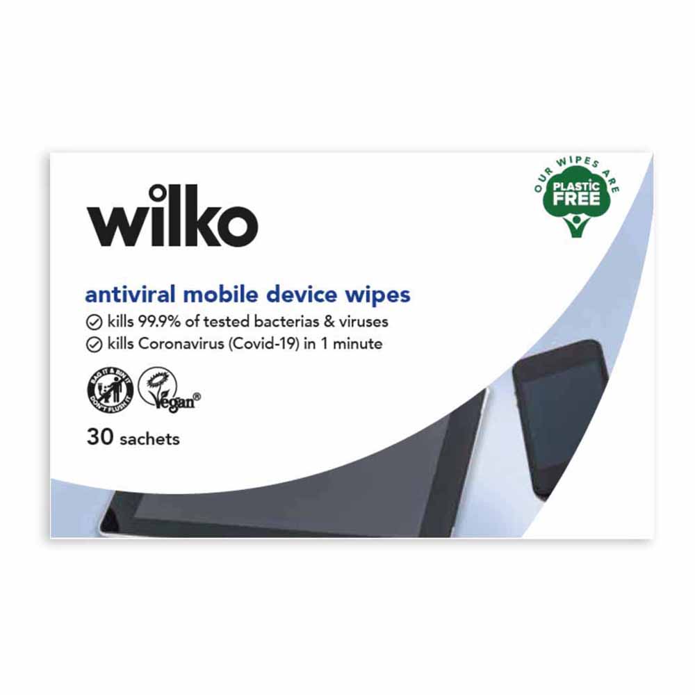 Wilko Antiviral Mobile Device Wipes Image 1