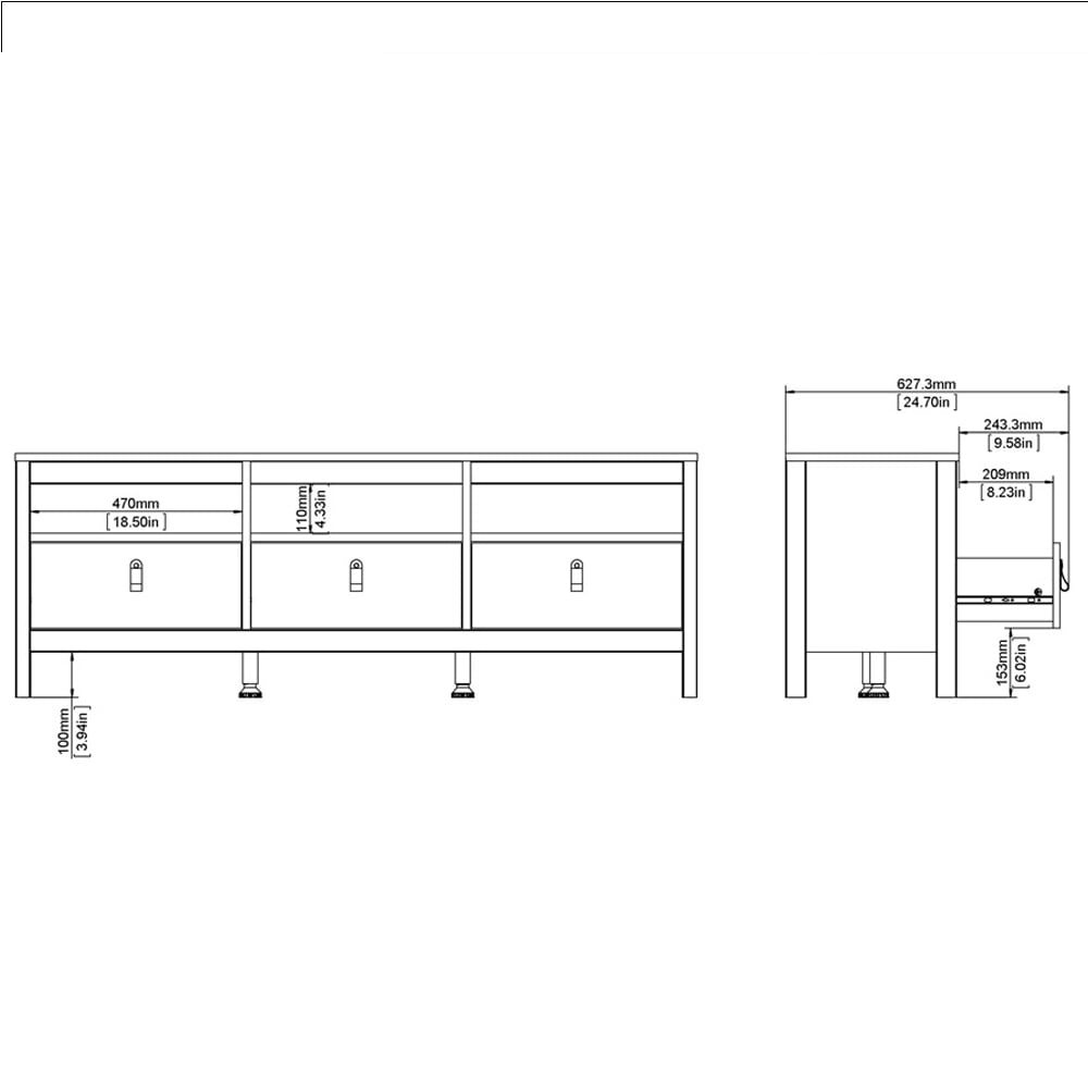 Florence Barcelona 3 Drawer 3 Shelf White TV Unit Image 8