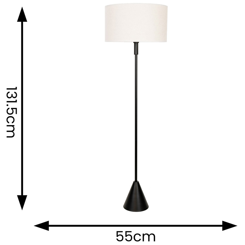 ValueLights Mitch Natural Linen White Trim Lamp Shade Black Wood Triangle LED Floor Lamp Image 4