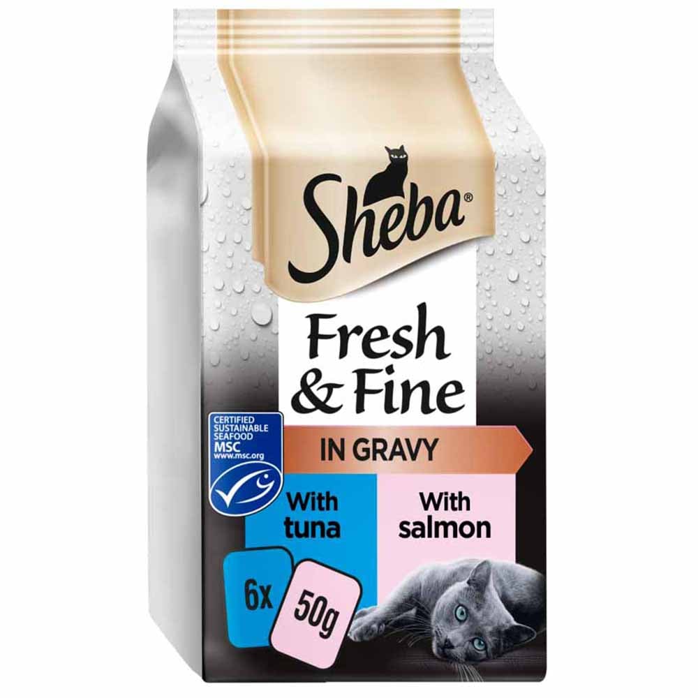 Sheba Fresh and Fine Salmon and Tuna in Gravy Adult Wet Cat Food Pouch 50g Case of 8 x 6 Pack Image 2