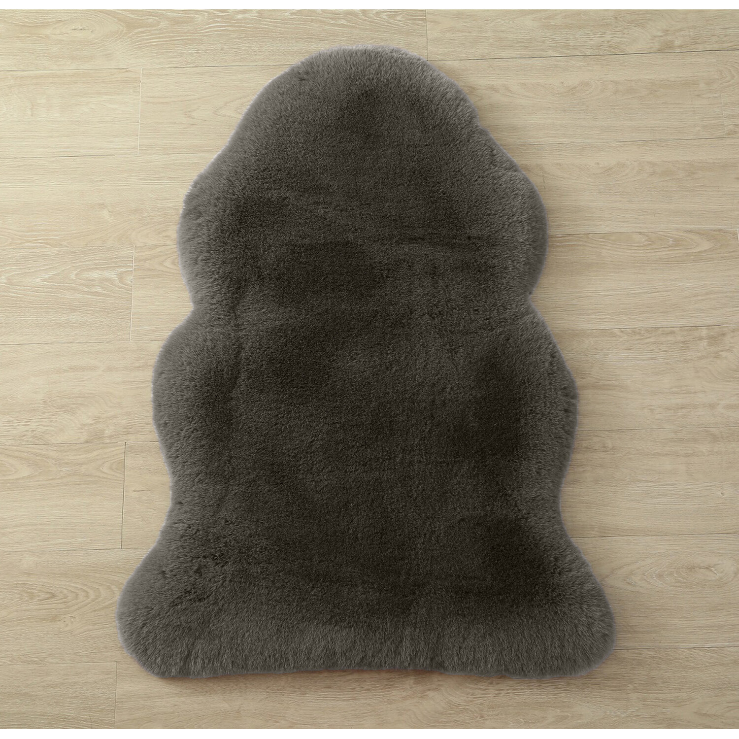 Soft Faux Fur Rug Taupe Image 1