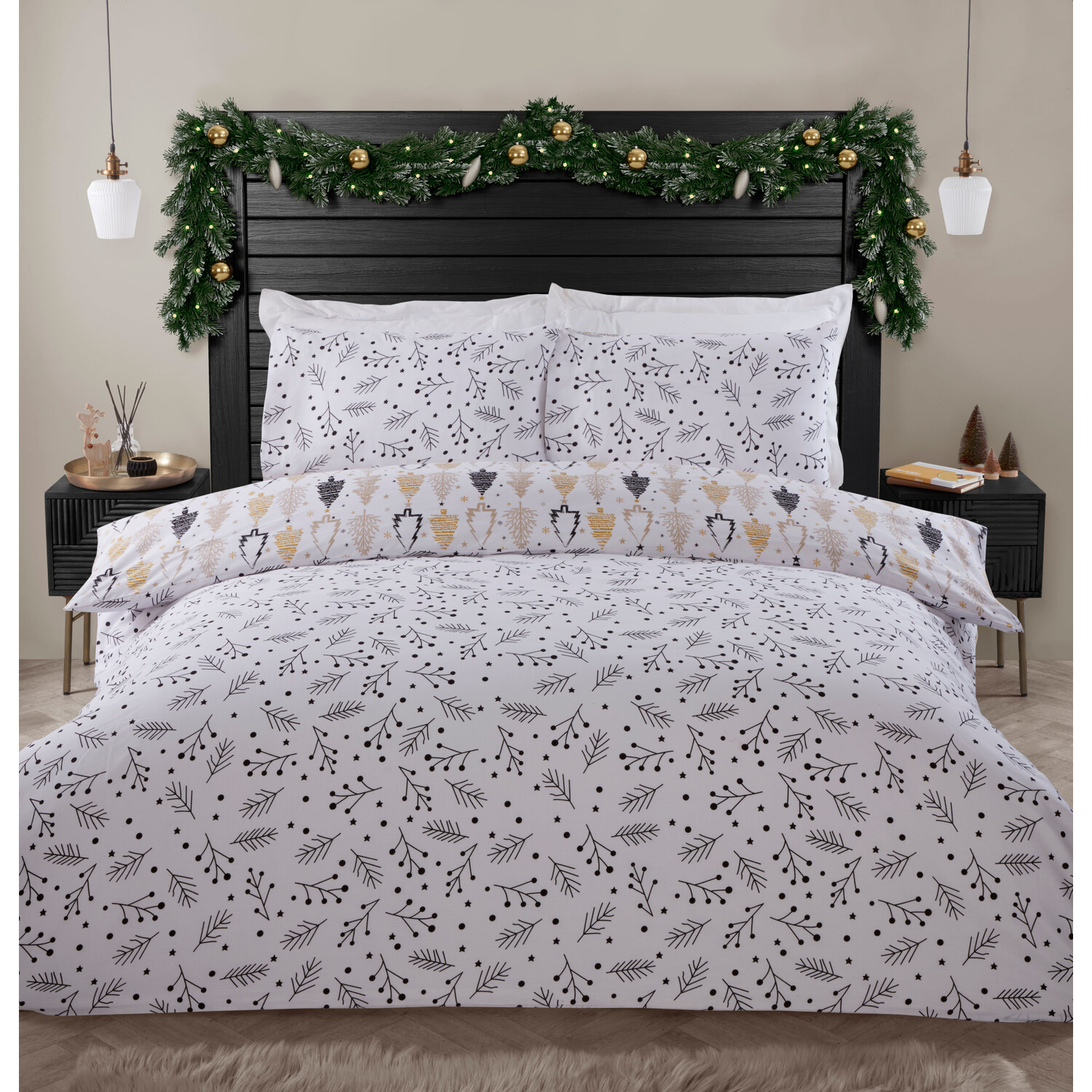 Winter Forest Pillowcase and Duvet Set - Natural / Single Image 2