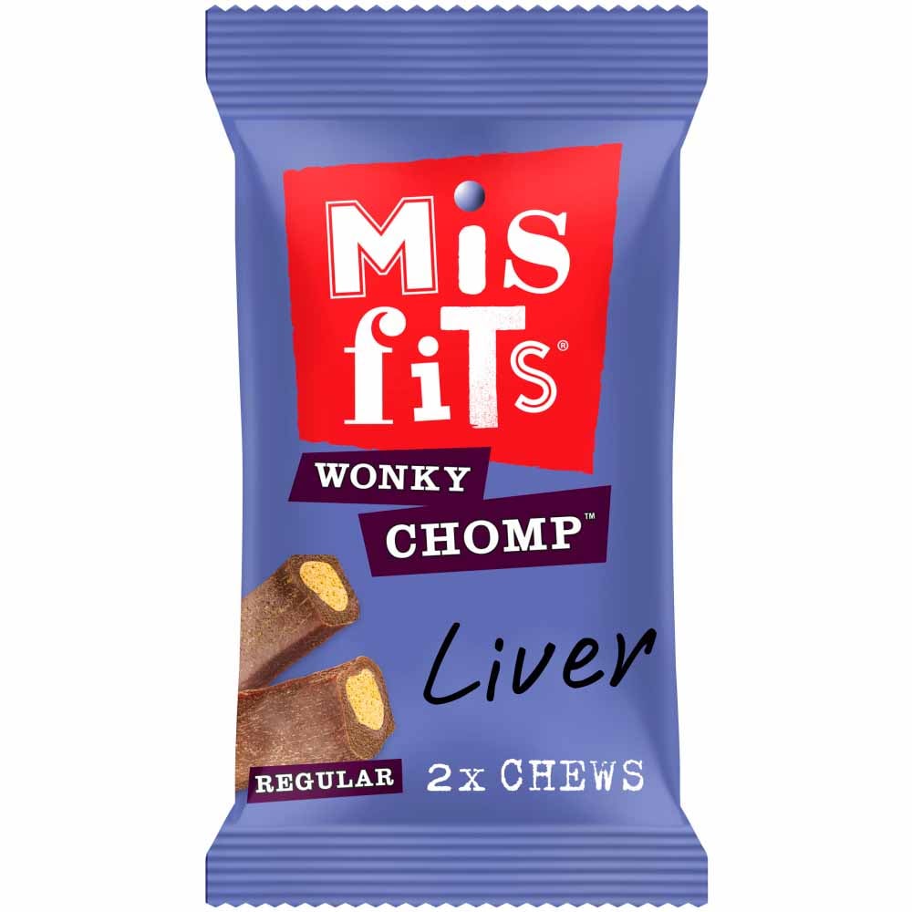 Misfits Wonky Chomp Adult Medium Dog Treats Liver 170g Case of 12 x 2 Pack Image 2