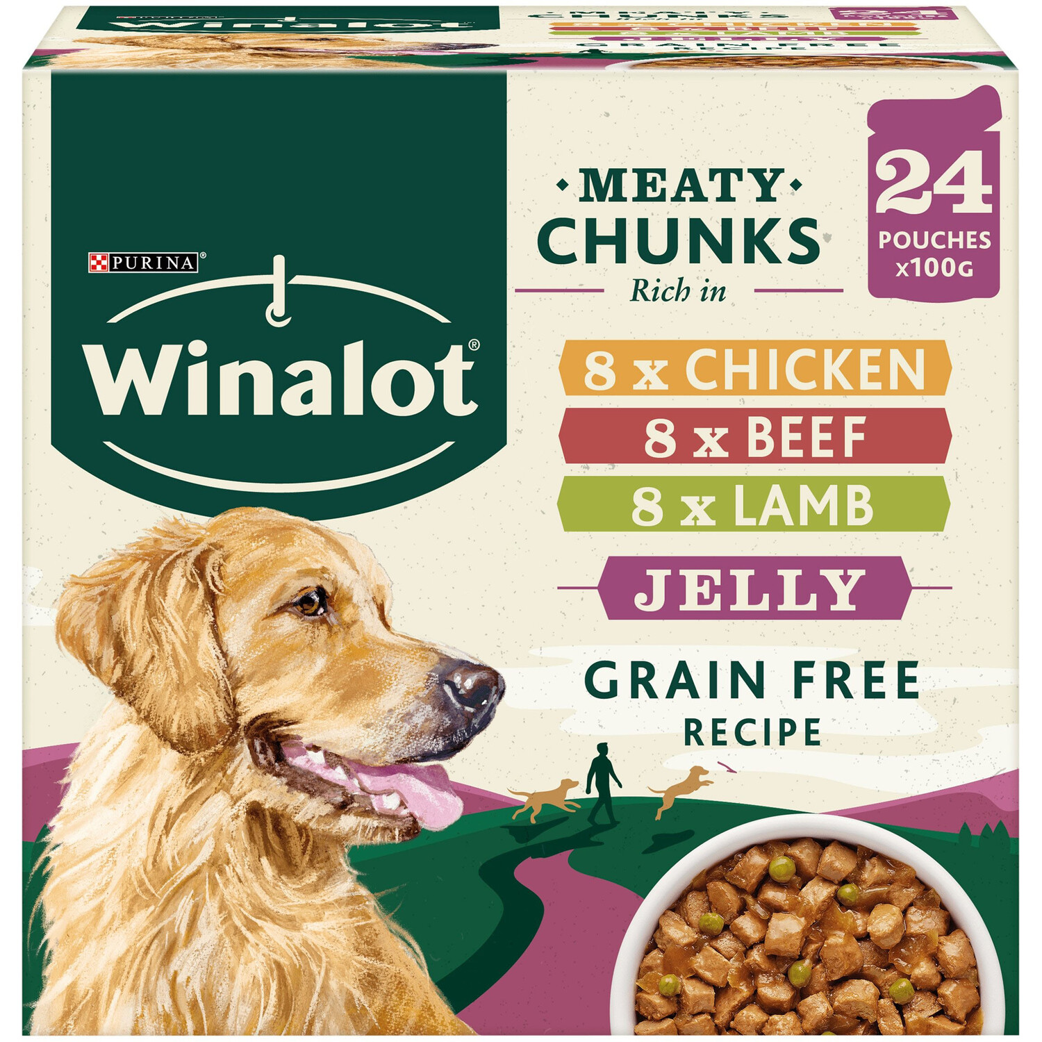 Winalot Meaty Chunks Jelly Dog Food 100g 24 Pack Image 1