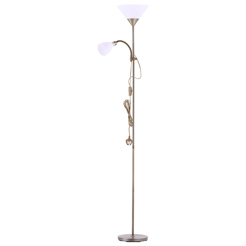 Living and Home Brown 2 Head Standing Tall Floor Lamp Image 1