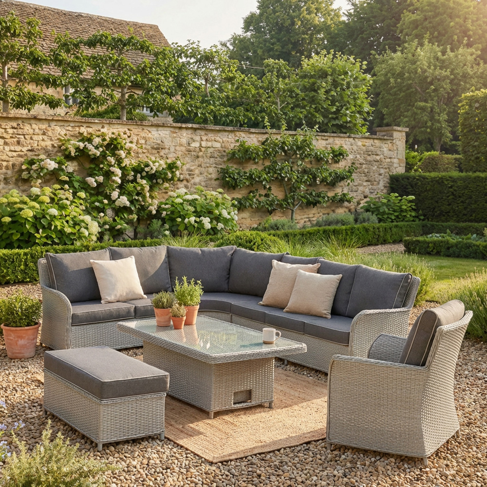 Antonia 9 Seater Grey Garden Corner Lounge Set Image 1