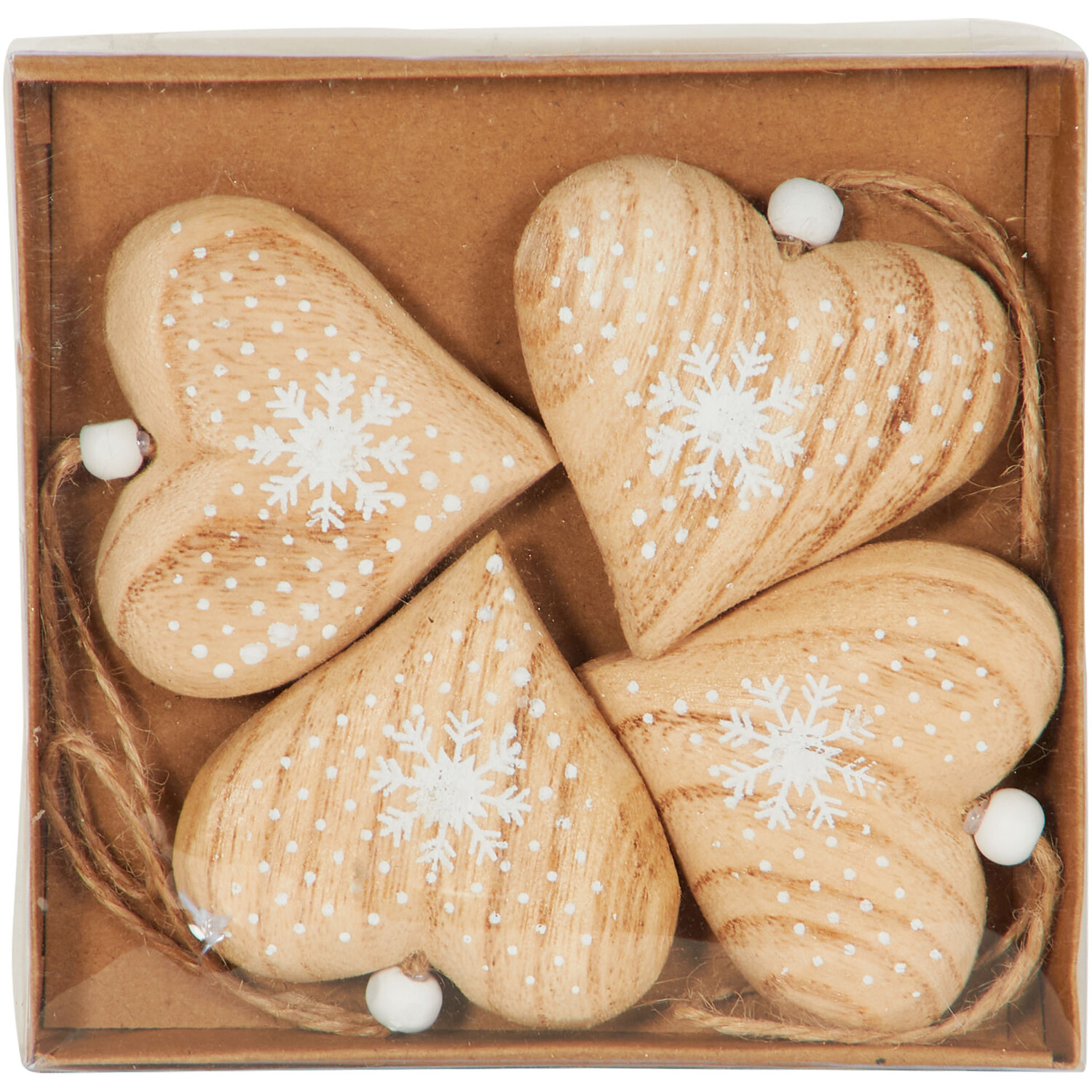 Set of 4 Wooden Heart Decorations Image 1
