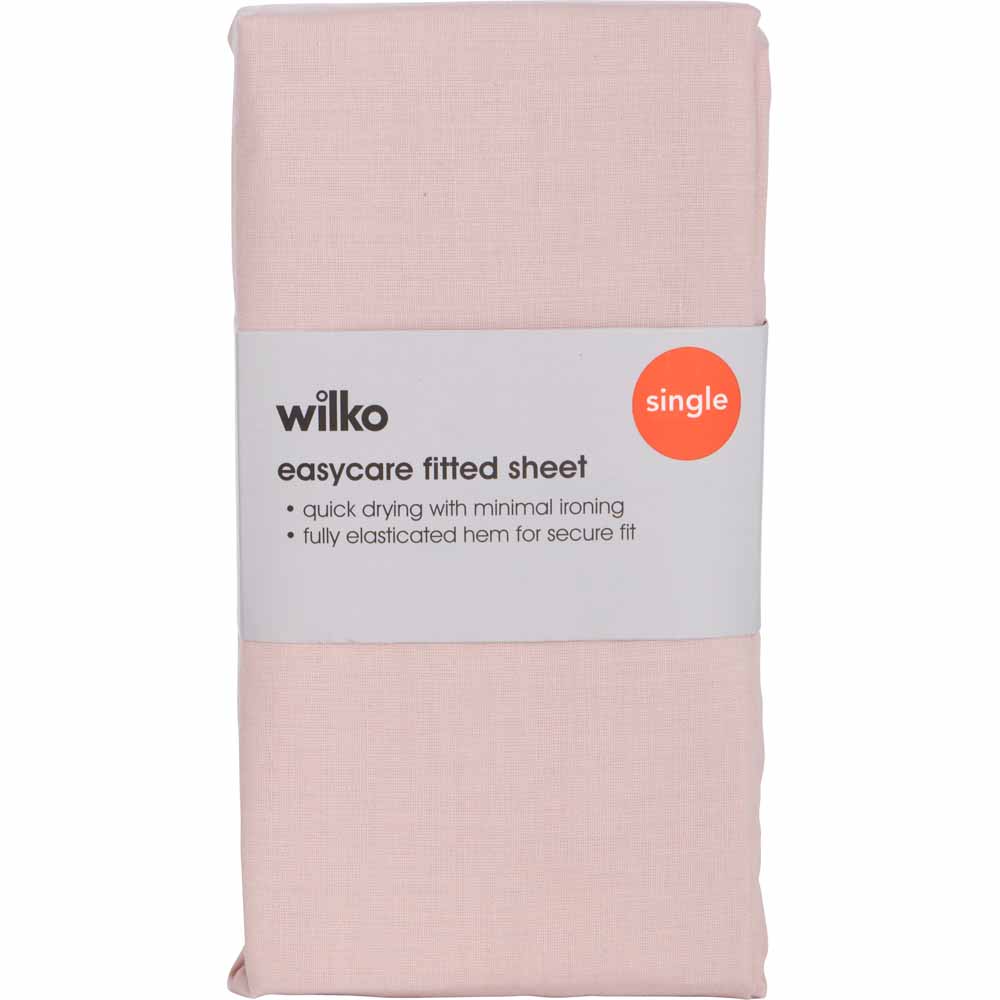 Wilko Easy Care Single Blush Pink Fitted Bed Sheet Image 2
