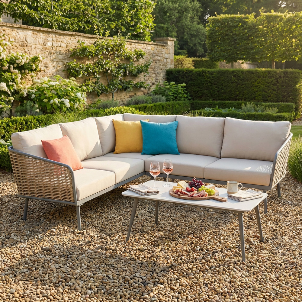 Alba 5 Seater Grey Wicker Outdoor Corner Sofa Set Image 4