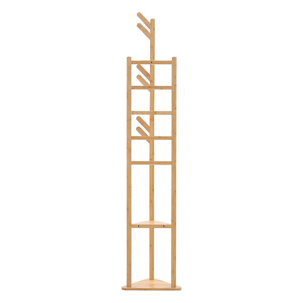 Living and Home Floor-Standing Triangle Base Bamboo Coat Rack Image 1