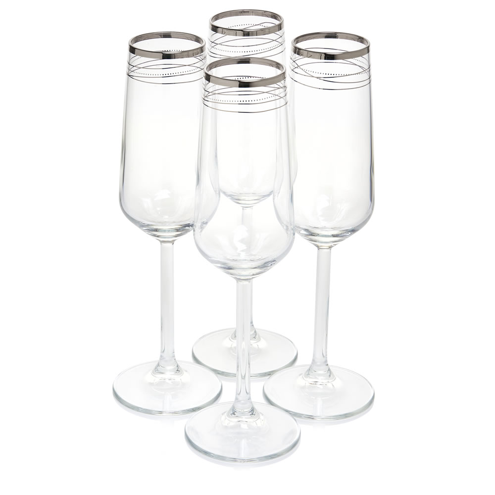 Wilko Radiance Silver Champagne Glass 20cl 4pk Image 1