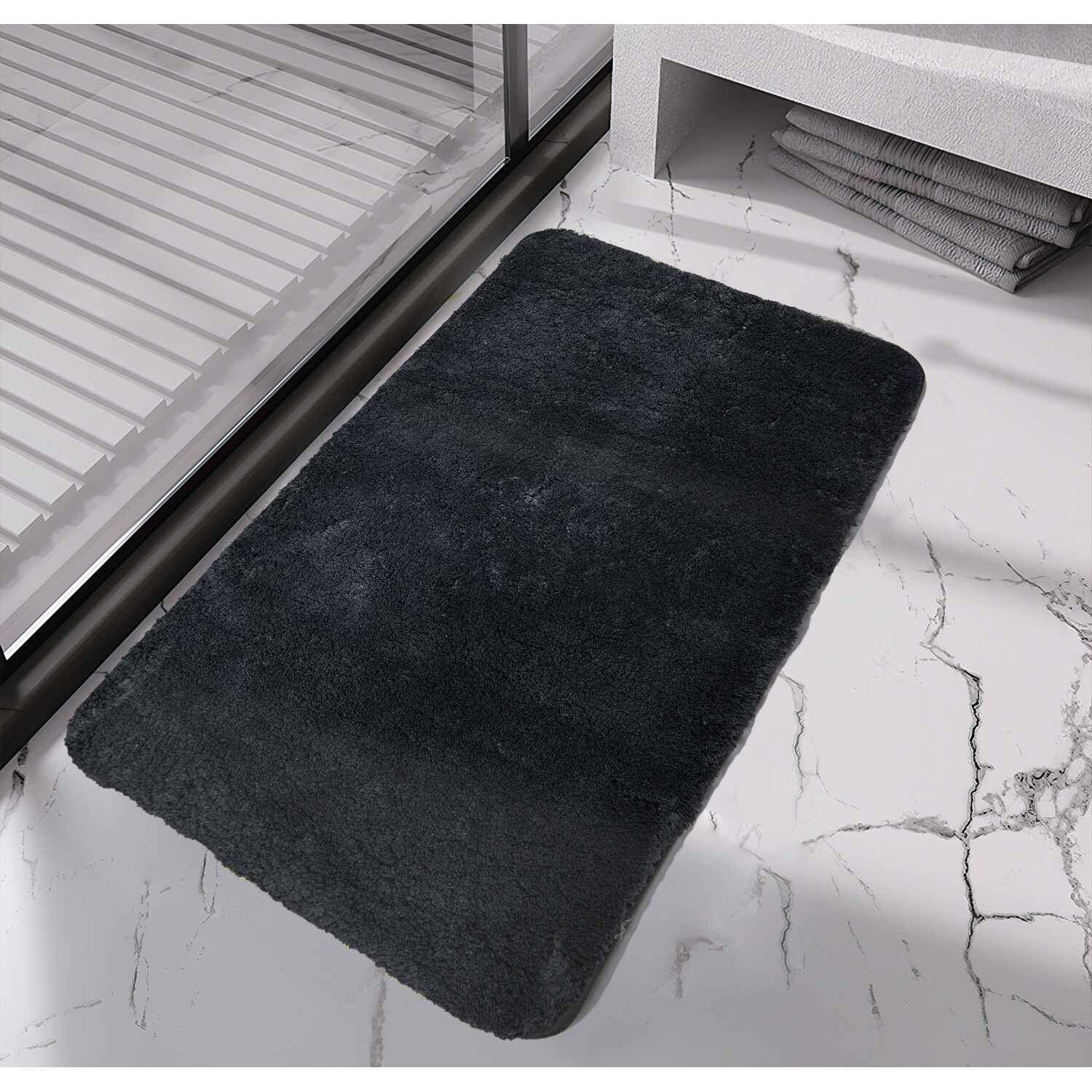 Charcoal Polyester Supersoft Bath Mat 45 x 75cm Image 2