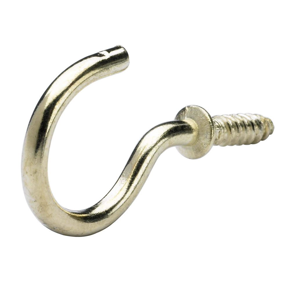 Wilko 50mm Brass Effect Cup Hook 6 Pack Image