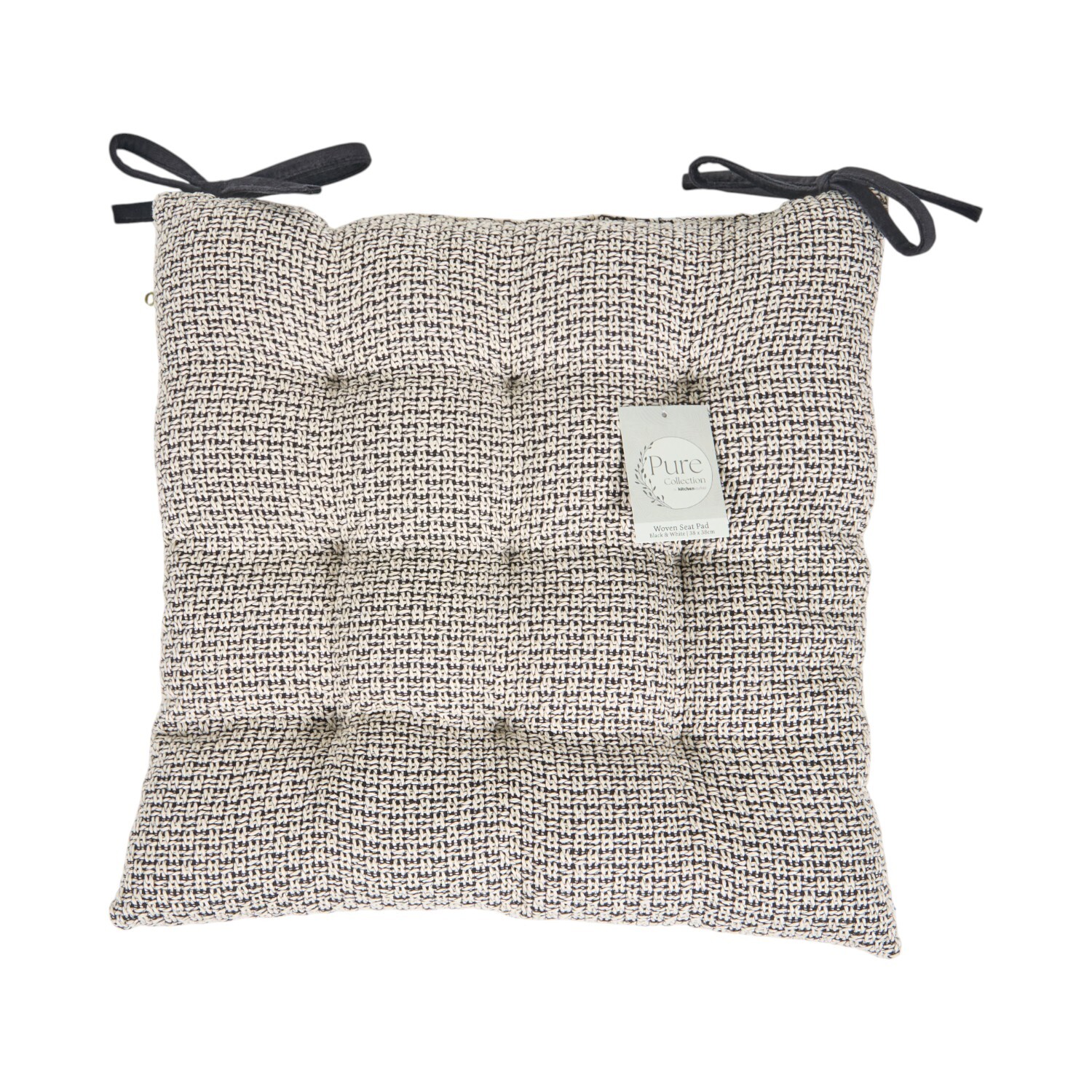 Plush Woven Seat Pad Black and White Image 1