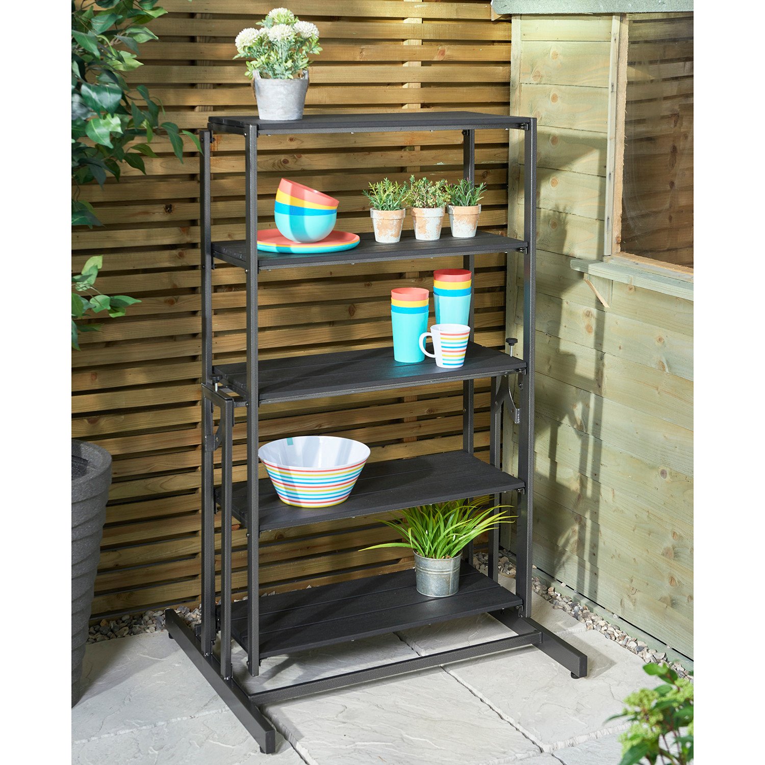 Patio Folding Table Into Shelf Image 3