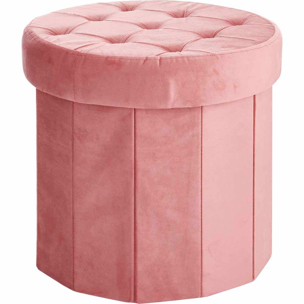 Wilko Pink Foldable Storage Stool Image 1