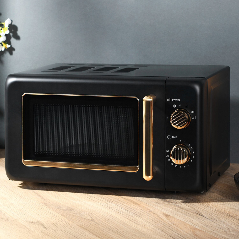 Ayano Microwave with Gold Accents 20L - Black and Gold Image 3