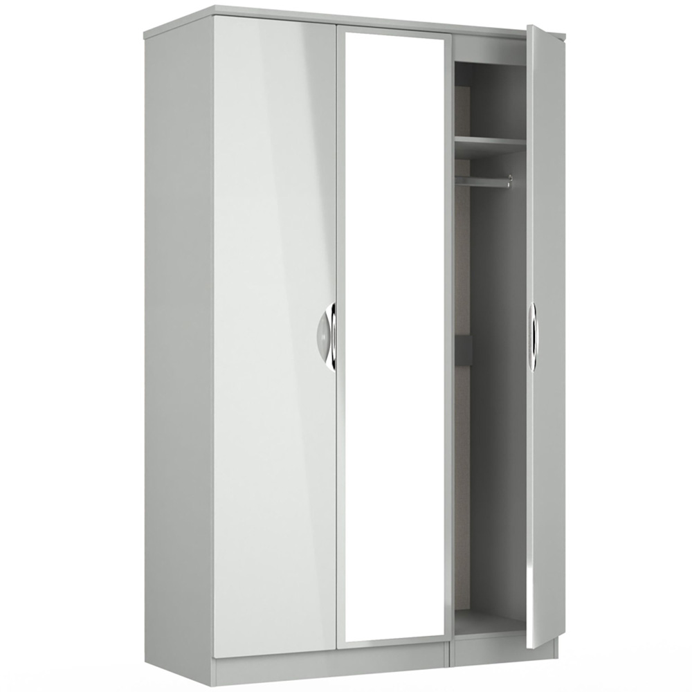 Crowndale Camden 3 Door Grey Gloss and Dusk Grey Mirrored Wardrobe Ready Assembled Image 7