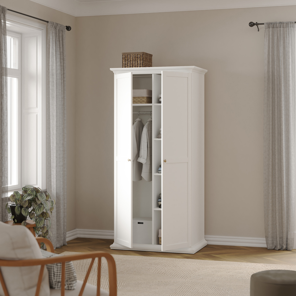 Florence Paris 2 Door White Wardrobe Image 7