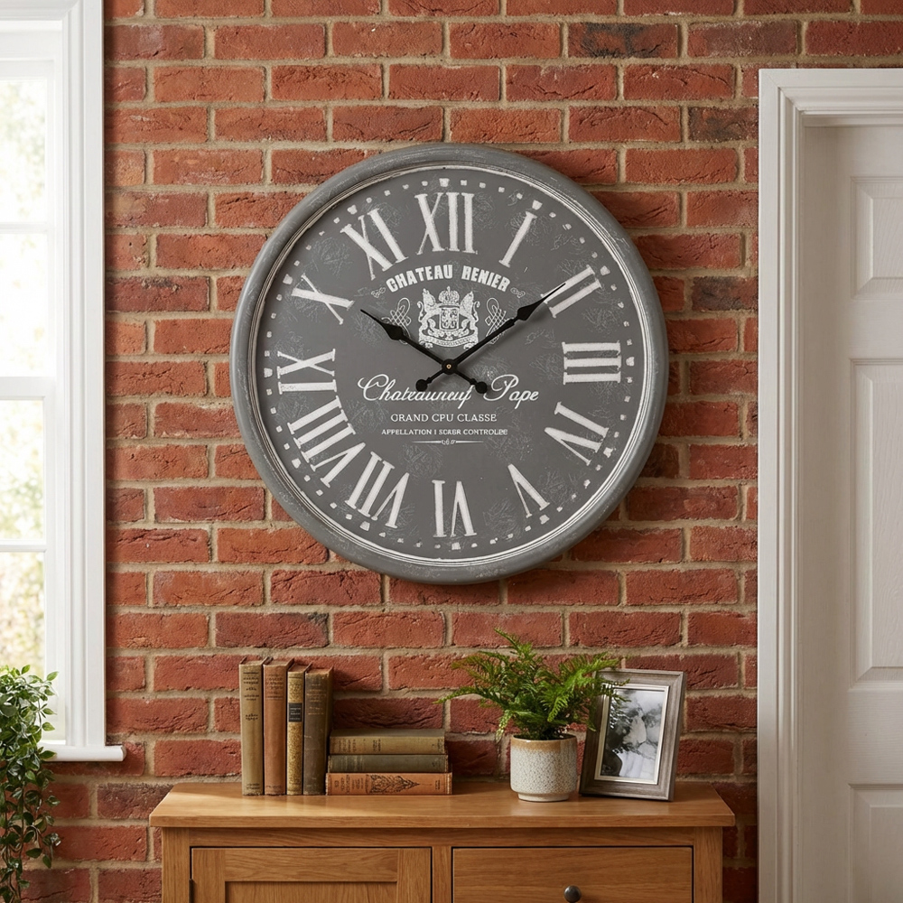 Grey Chateau Renier Round Wall Clock 60cm Image 4