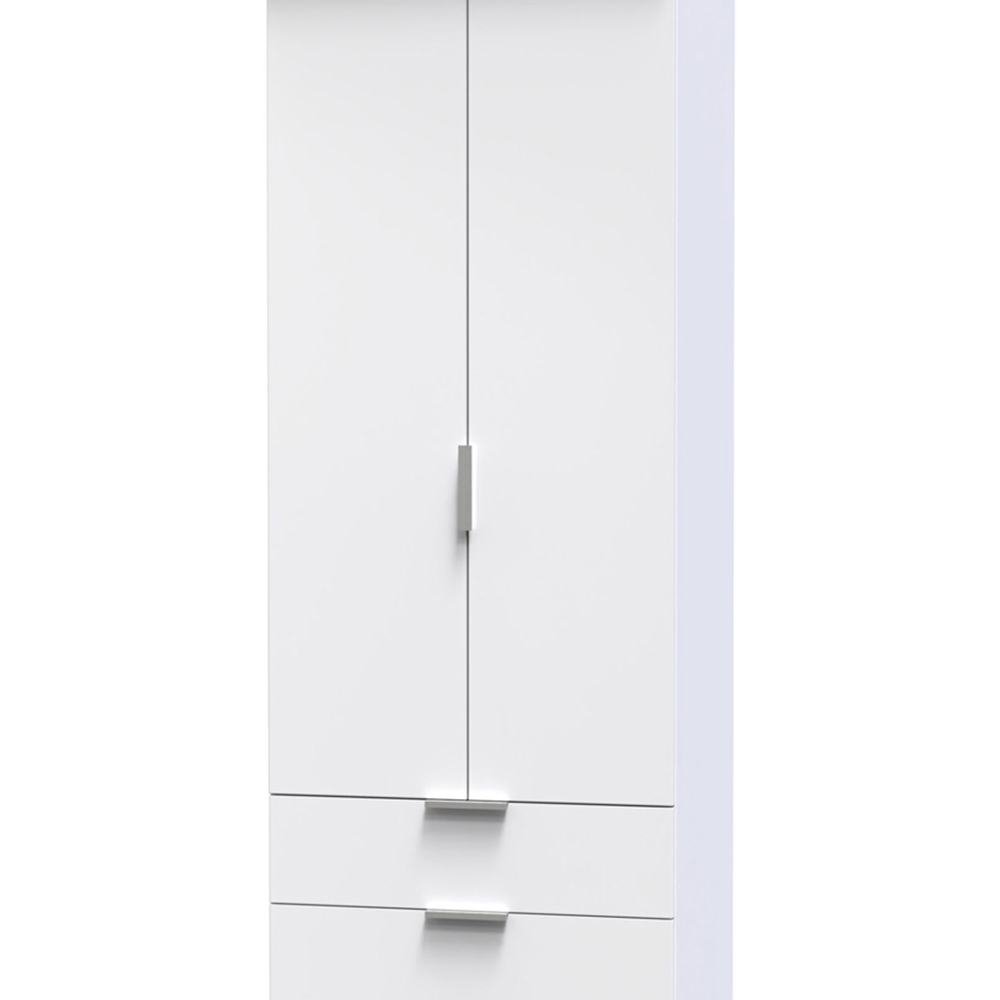 Crowndale Plymouth 2 Door 2 Drawer White Tall Wardrobe Ready Assembled Image 2