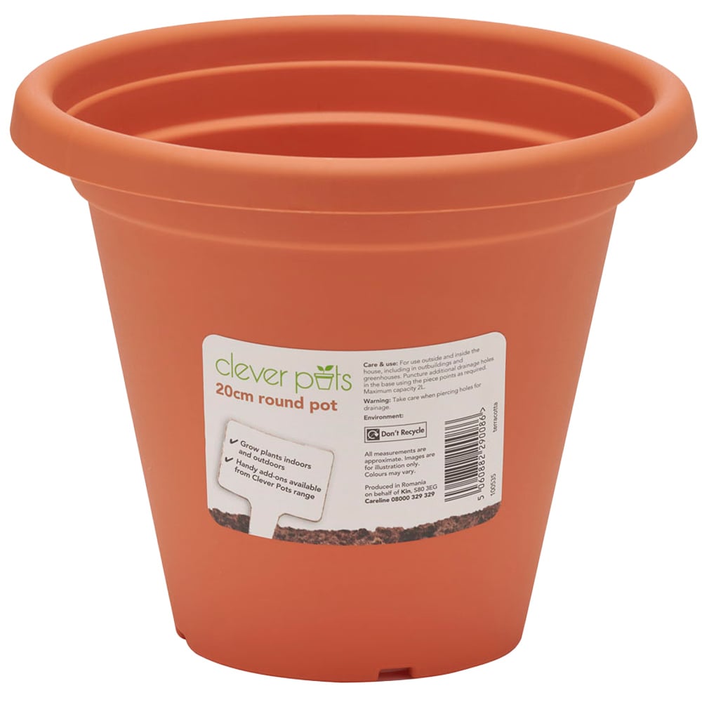 Clever Pots Terracotta Plastic Round Plant Pot 19/20cm Image 4