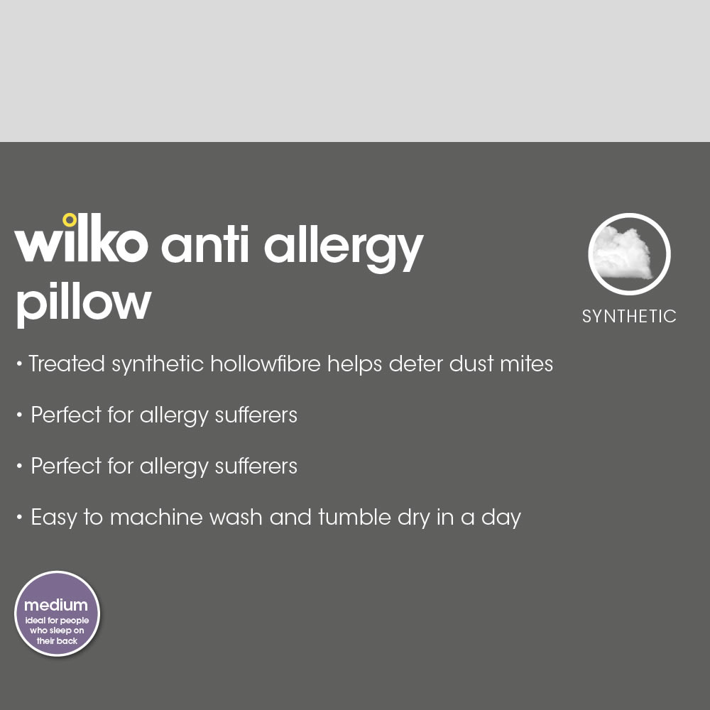Wilko Anti Allergy Medium Support Pillows 2 Pack Image 6