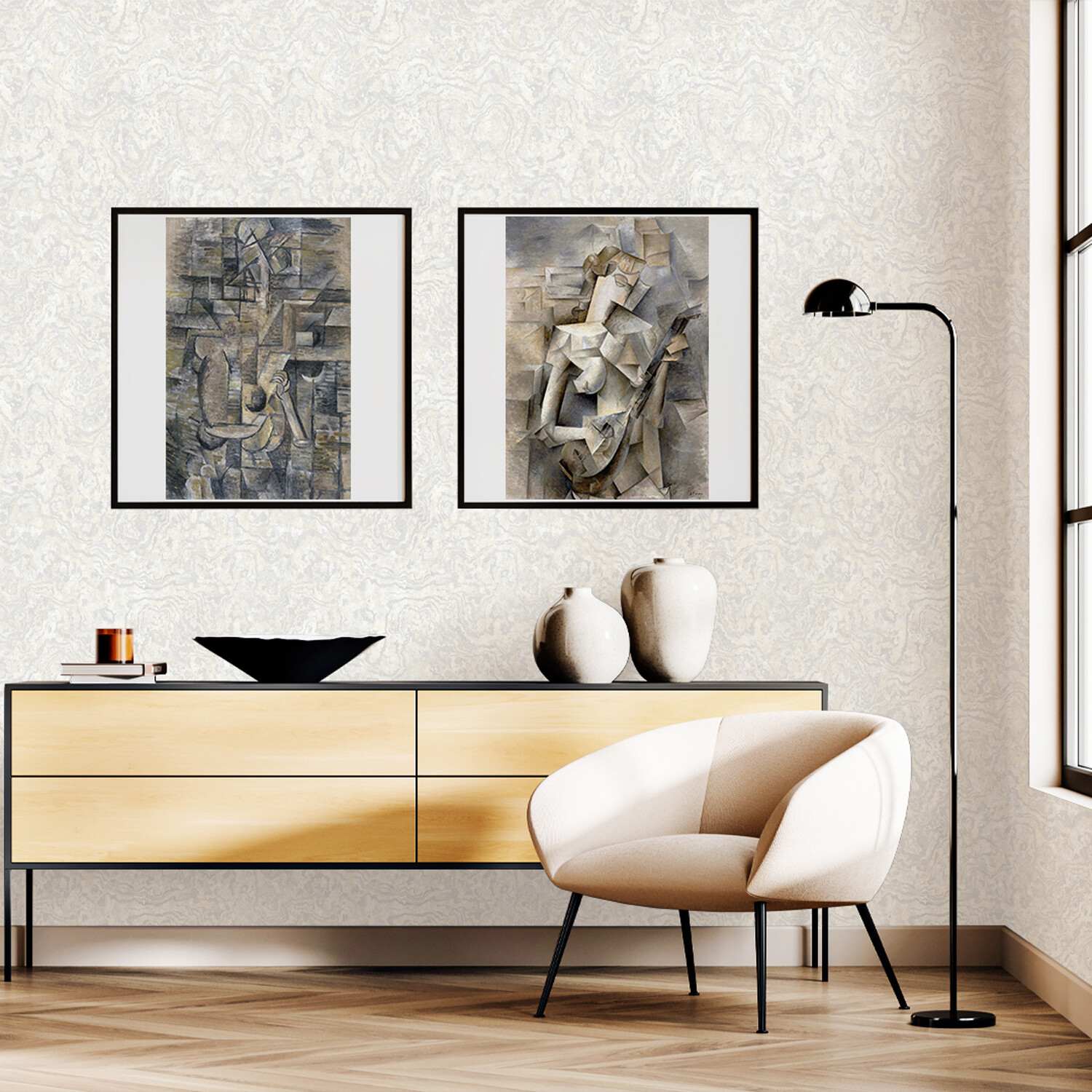 Marble Cloud Glitter Wallpaper - Silver Image 2