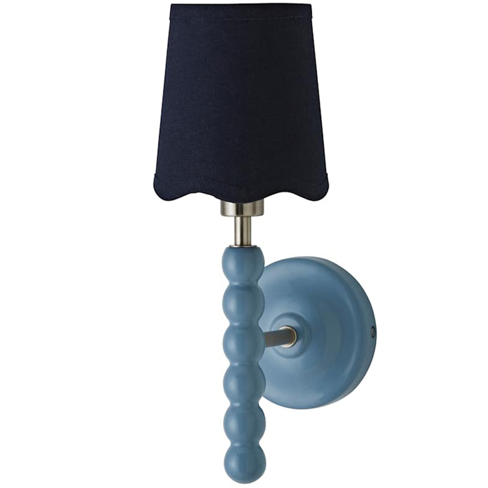 ValueLights Navy Trim Scallop Shade Blue Bobbin LED Wall Light with Bulb 2 Pack Image 1