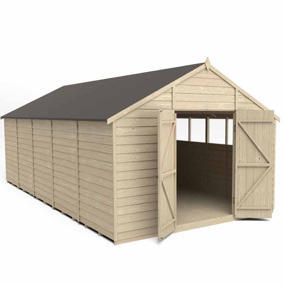 Forest Garden 10 x 20ft Double Door Overlap Pressure Treated Apex Shed Image 3