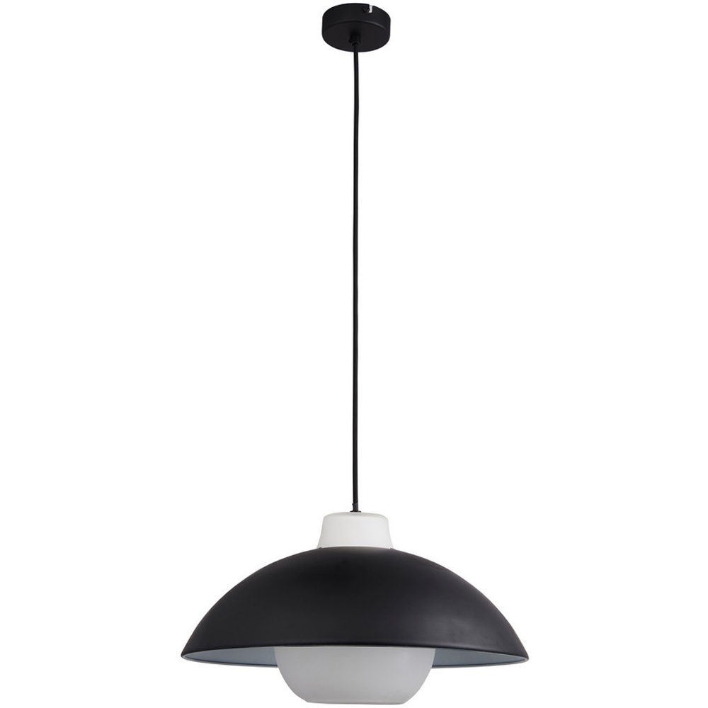 Merano Matt Black Curved Matt White Glass Pendant Ceiling Light Image 1