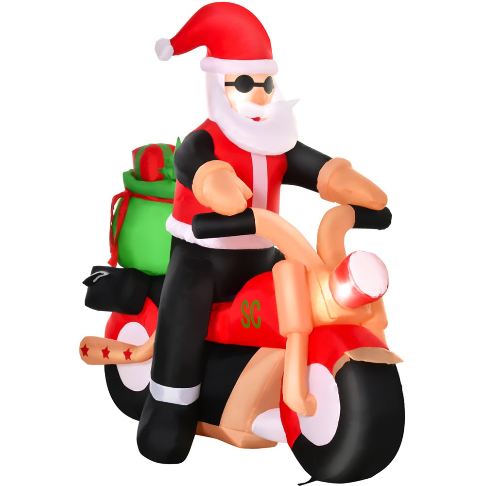 Everglow Light Up Inflatable Santa Claus Riding Motorcycle Christmas Decoration 5.5ft Image 2