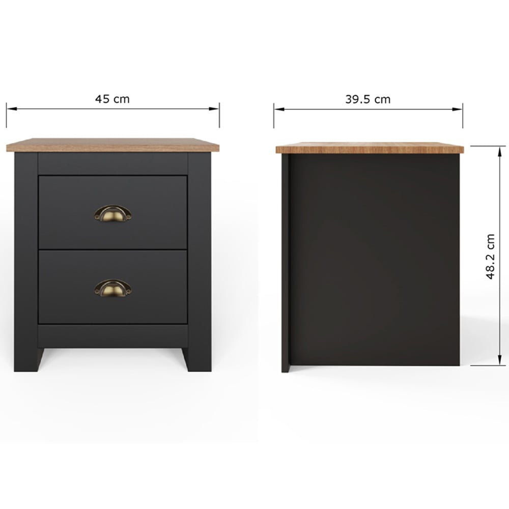 GFW Lancaster 3 Piece Black and Oak Bedroom Set Image 7