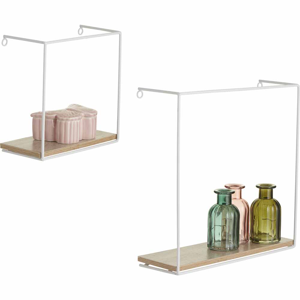 Wilko Set 2 White Cube Shelves Wilko