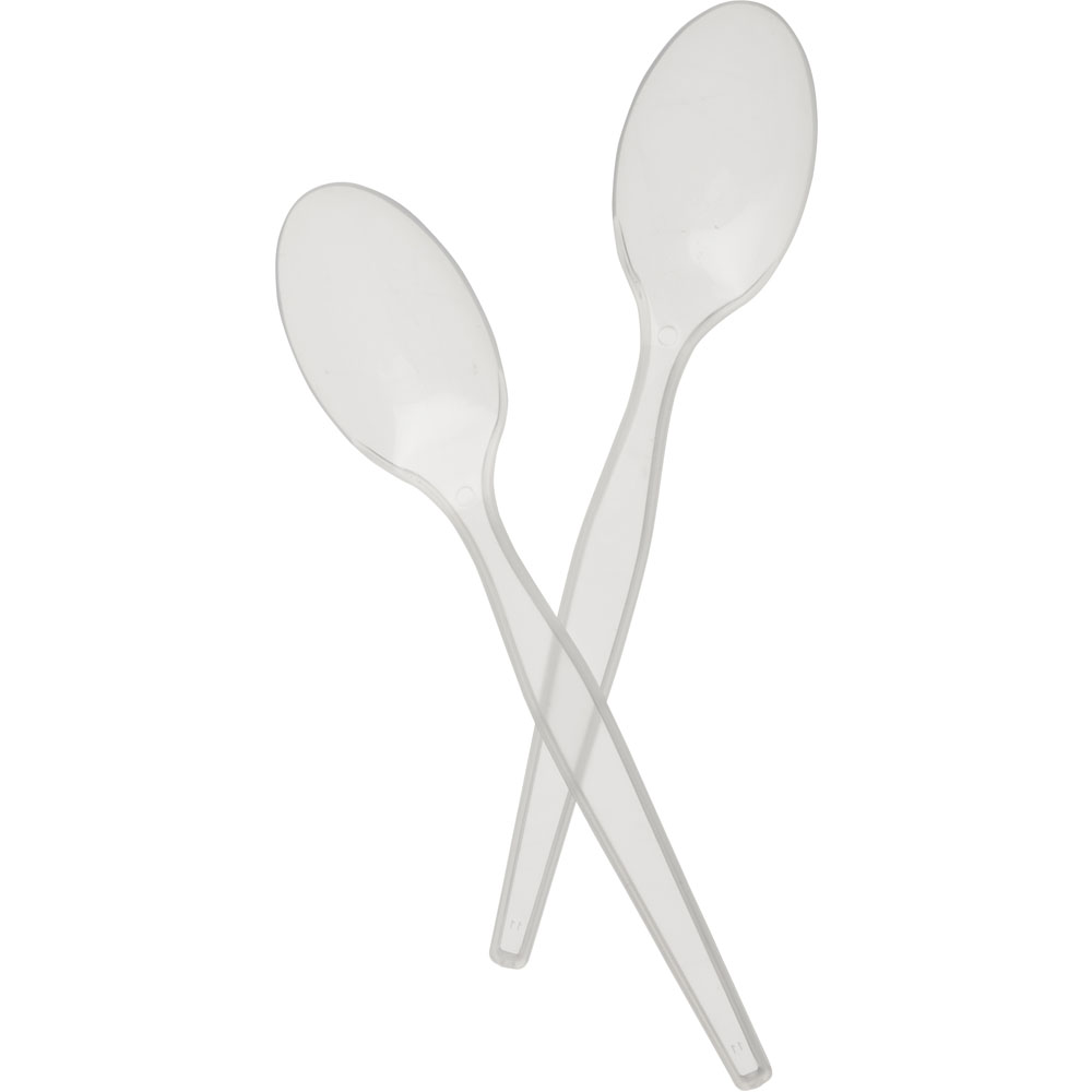 Wilko 30 Pack Plastic Clear Dessert Spoons   Image 1