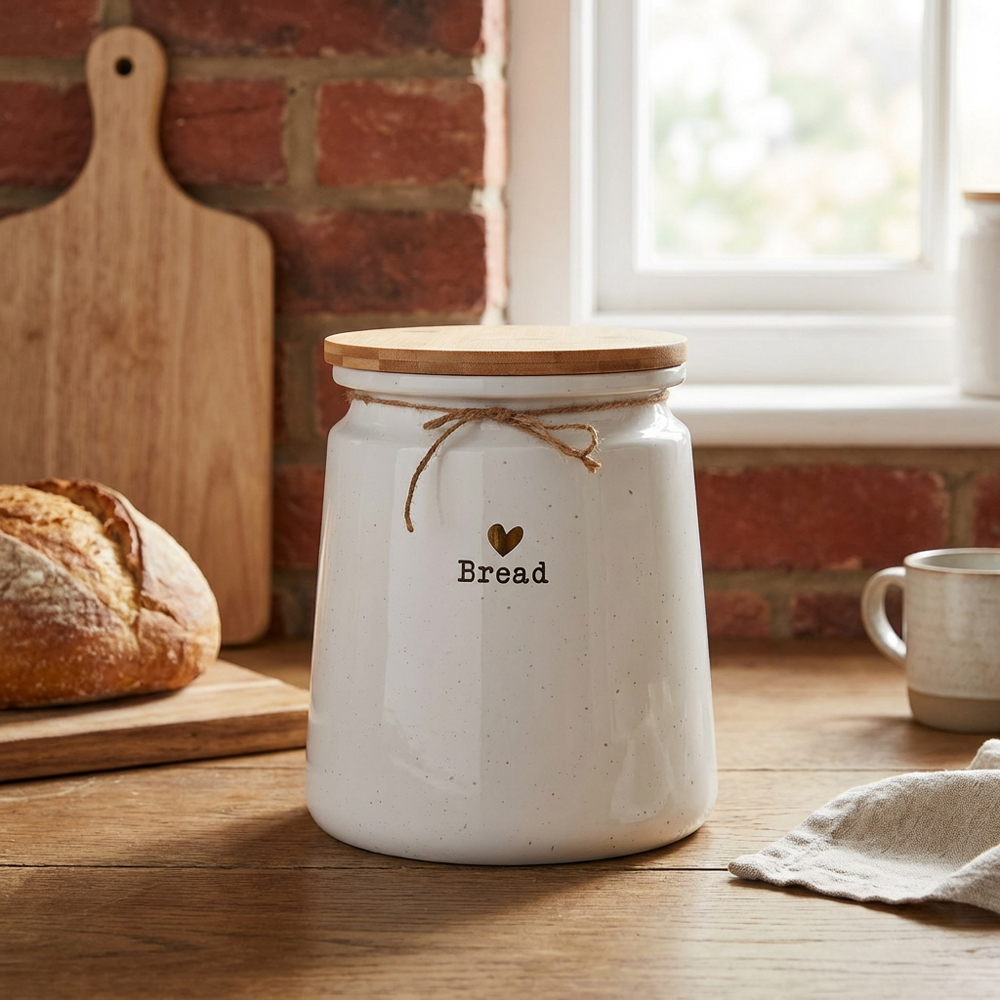 Gold Heart Bread Canister with Bamboo Lid Image 7