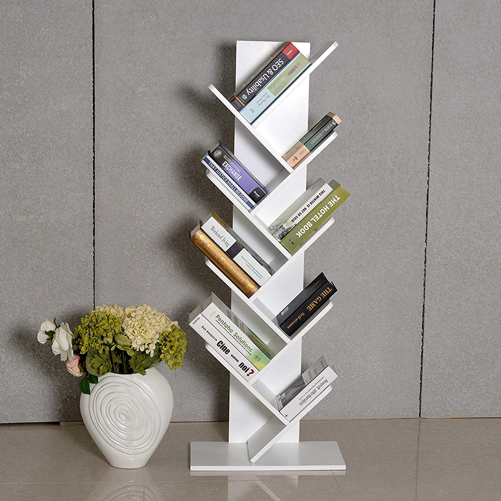 Living and Home 9-Tier White Tree-shaped Rustic Bookshelf Image 7