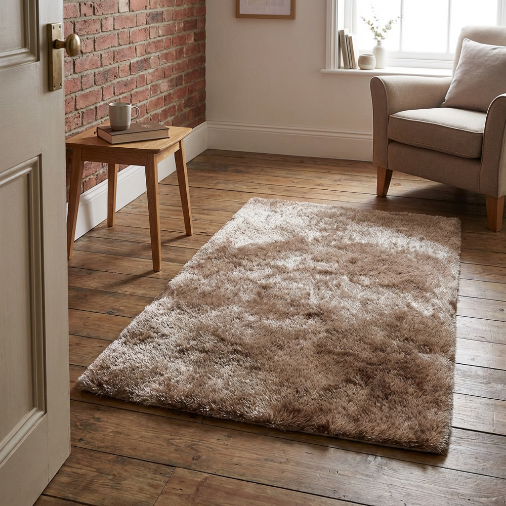 Taupe Silky Shaggy Rug 150 x 80cm Image 2