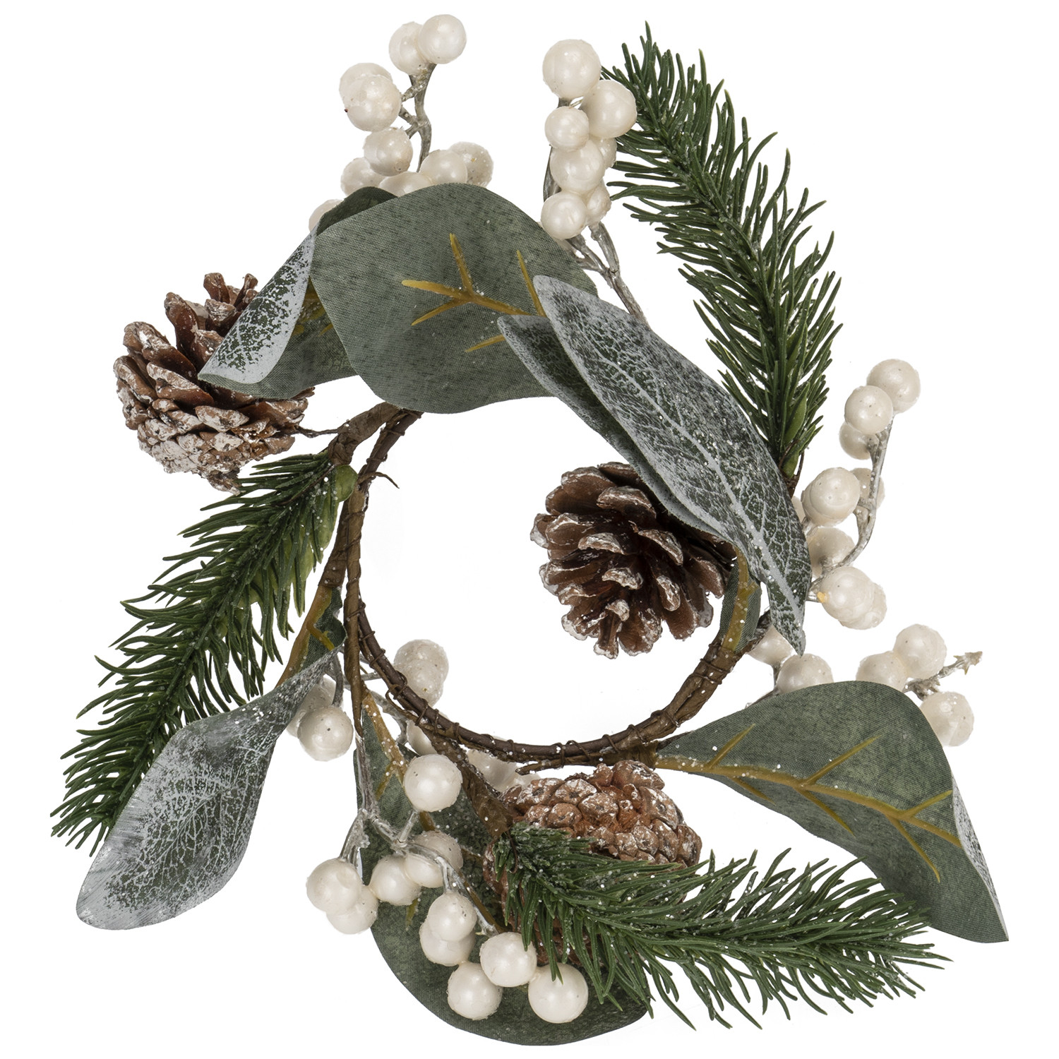 Berry And Pinecone Candle Ring - White Berries Image 1