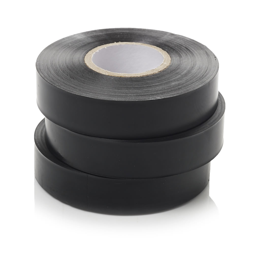 Wilko 3 pack 33m Black PVC Insulating Tape Image
