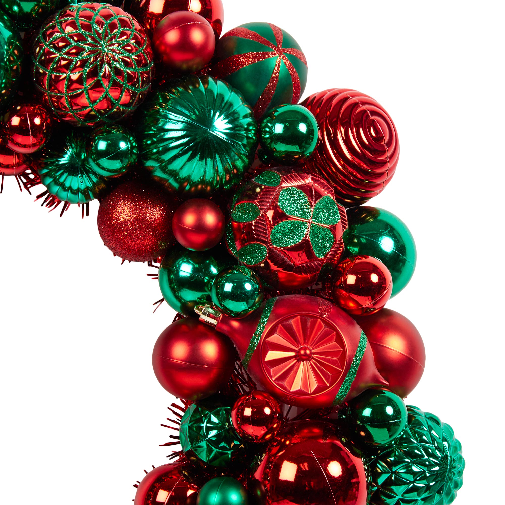 Sleigh Bells Ring Bauble Wreath - Red & Green Image 3