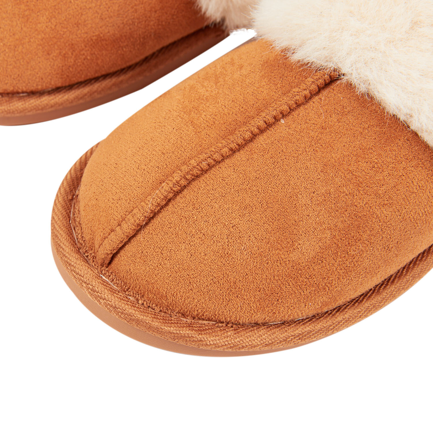 Womens Mule Suede Memory Foam Slippers - Brown Image 3
