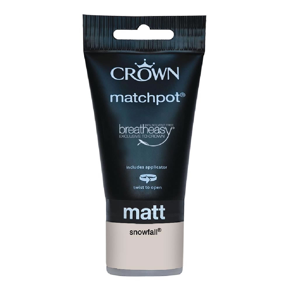 Crown Snowfall Matt Emulsion Paint Tester Pot 40ml Image 1