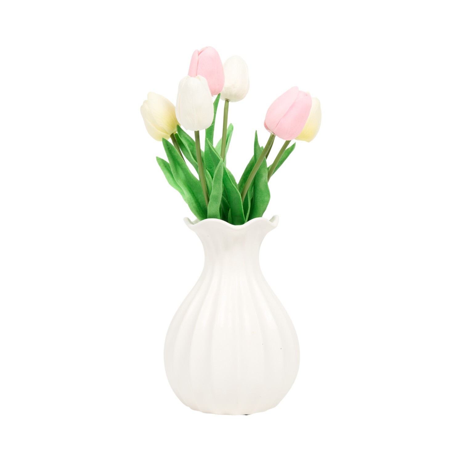 Faux Tulip Vase Arrangement White Image 2