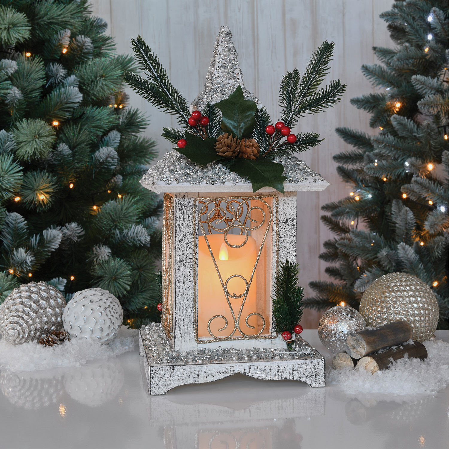 A Christmas Tale LED Wooden Candle Lantern Christmas Decoration Image 2