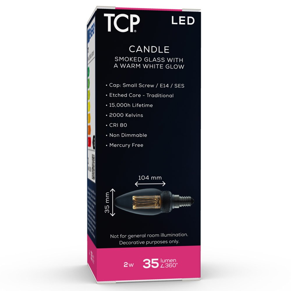 TCP Small Screw E14 2W Vintage Candle Light Bulb Image 3