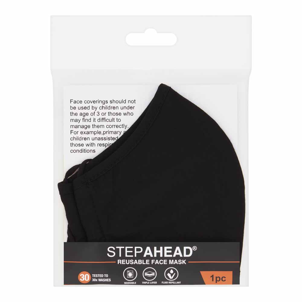 STEP AHEAD Reusable Face Mask Black Image